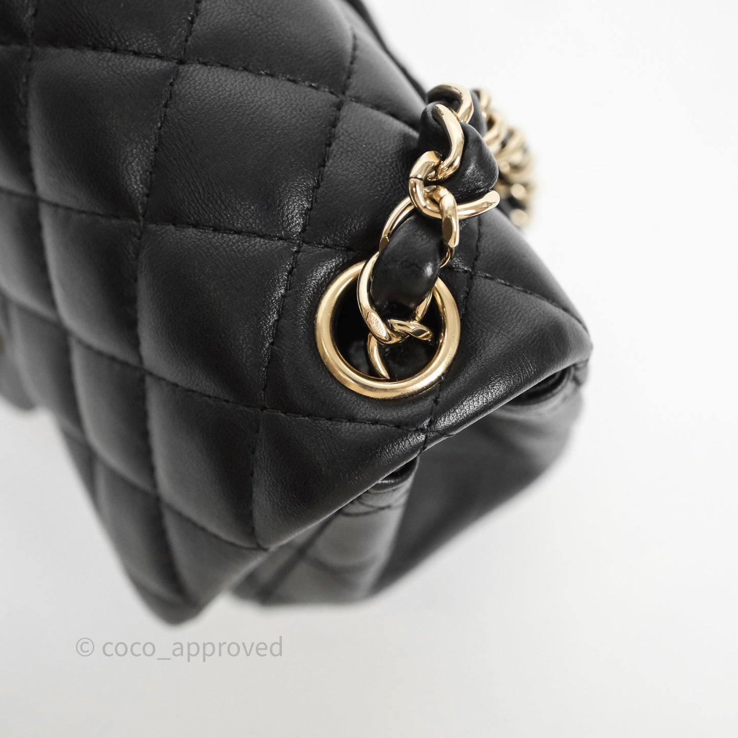 Chanel Mini Square Quilted Black Lambskin Gold Hardware