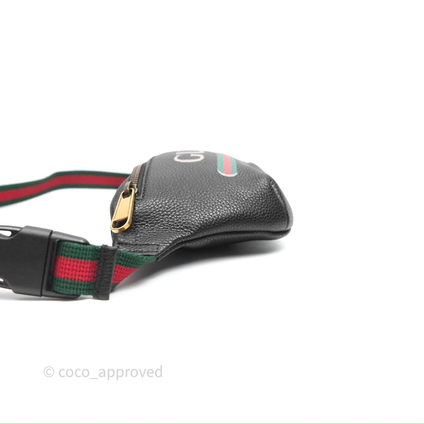 Gucci Logo Print Belt Bag Black Grained Calfskin