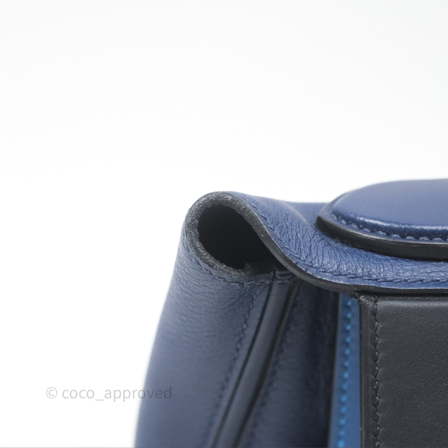 Hermès 24/24 21 Mini Bleu Saphir 73/ Bleu Indigo 76/ Bleu France 71 Evercolor/ Swift Palladium Hardware