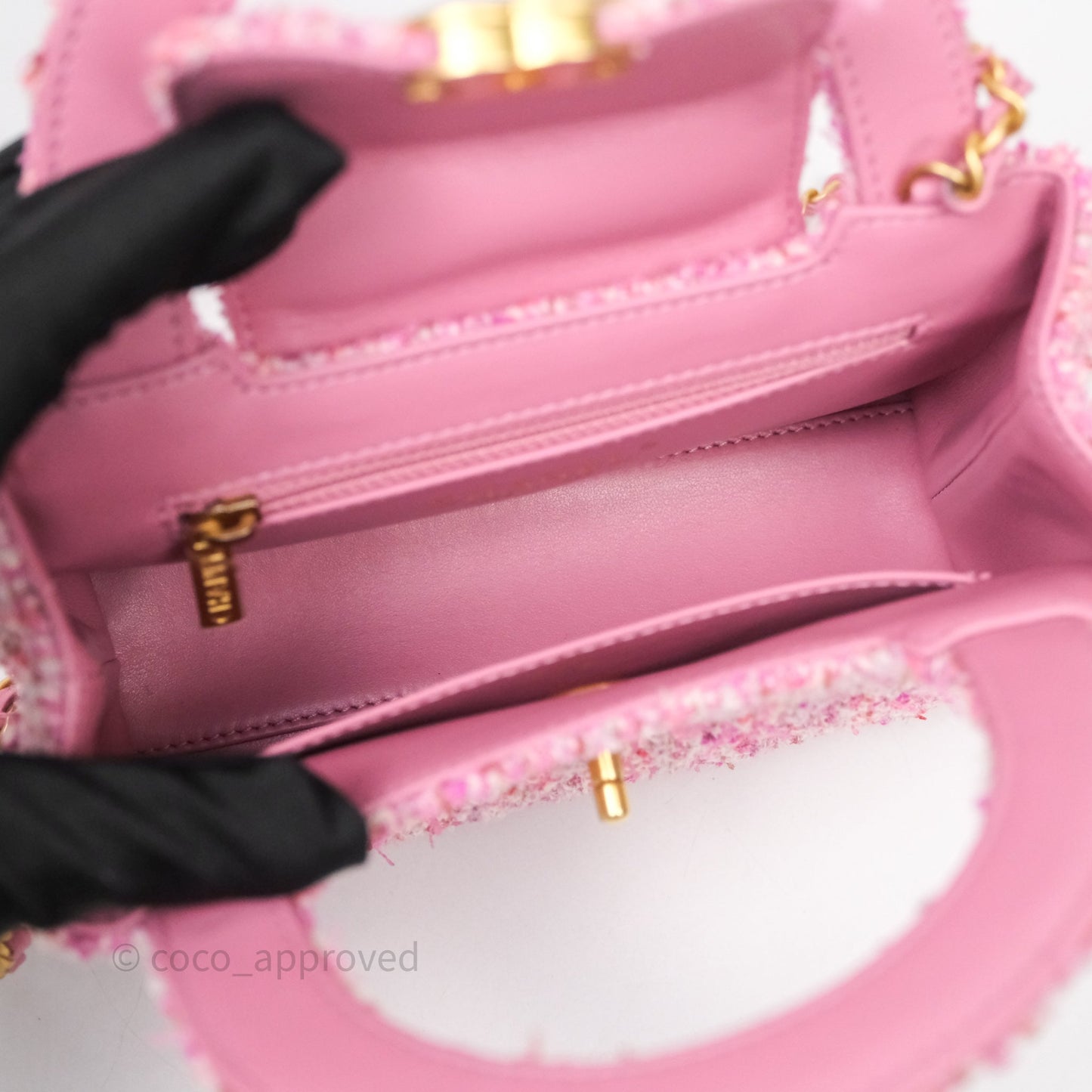 Chanel Kelly Bag Pink Tweed Aged Gold Hardware