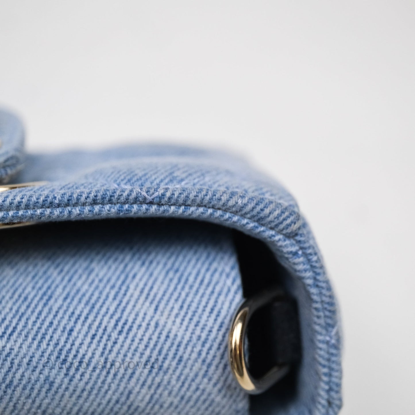 Christian Dior Small Lady D-Joy Bag Washed Blue Denim Cannage Gold Hardware