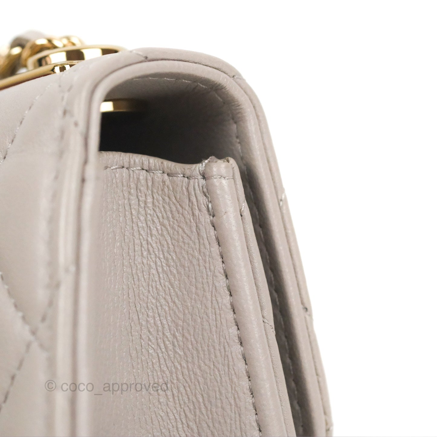 Chanel Mini Quilted Trendy CC Clutch With Chain Light Grey Lambskin Gold Hardware