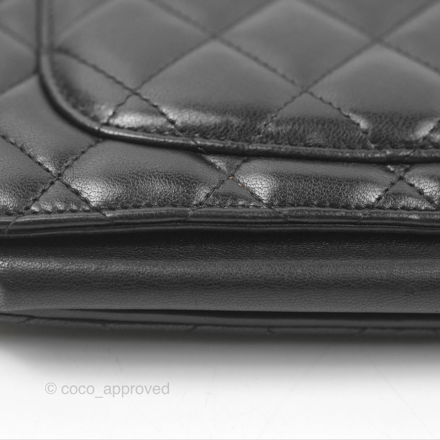 Chanel Quilted Classic Wallet On Chain WOC Black Lambskin Silver Hardware
