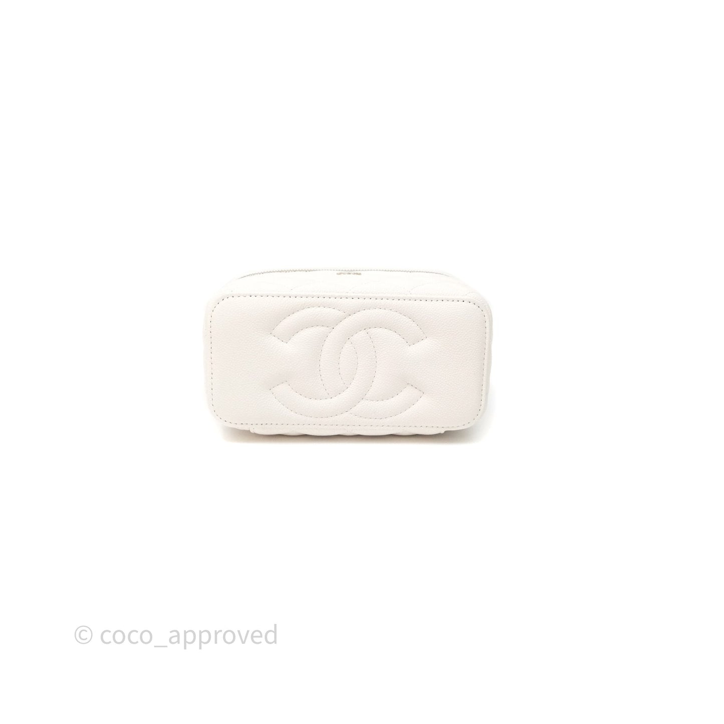 Chanel Classic Vanity Rectangular with Chain White Caviar Gold Hardware
