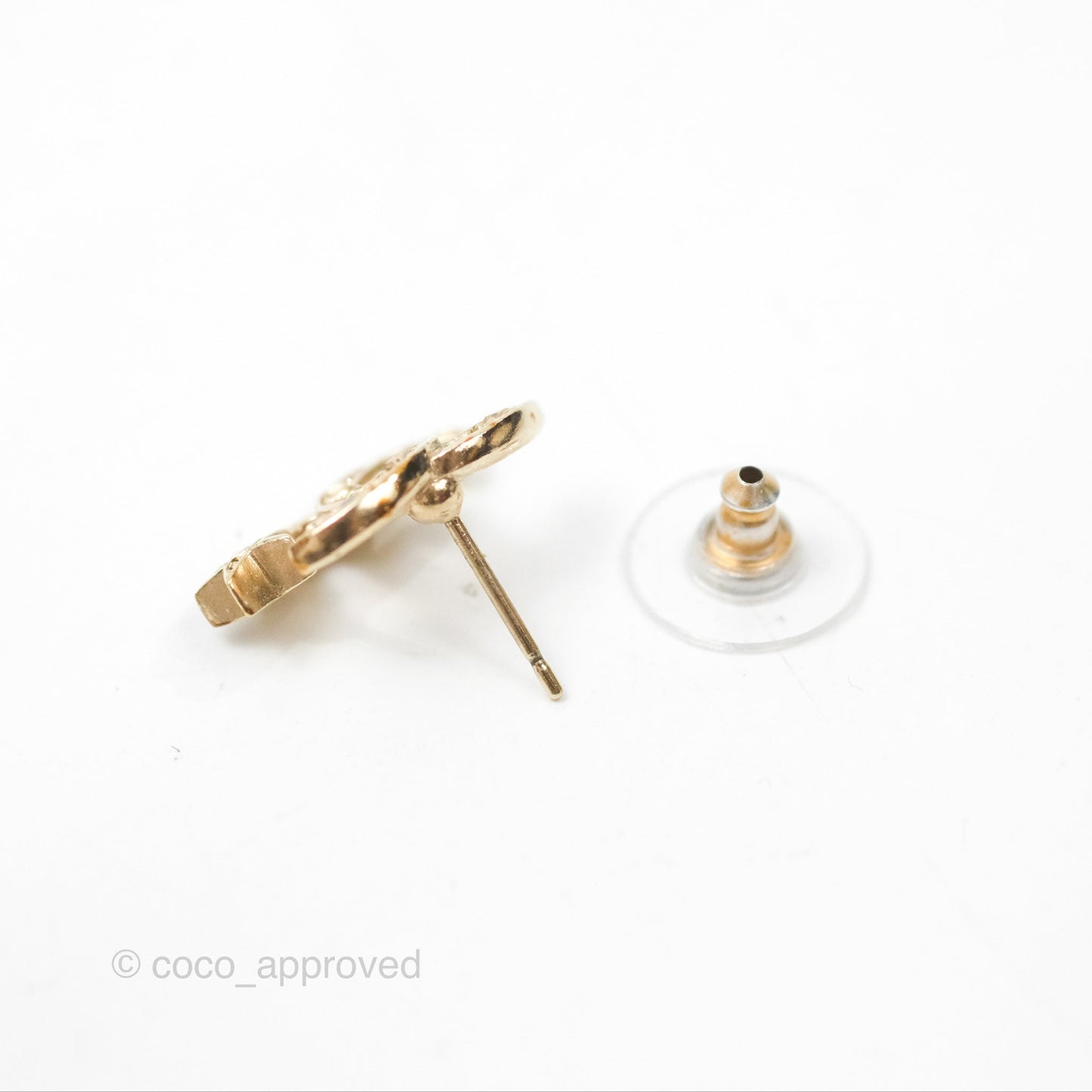 Chanel Crystal CC Star Earrings Gold Tone 21S