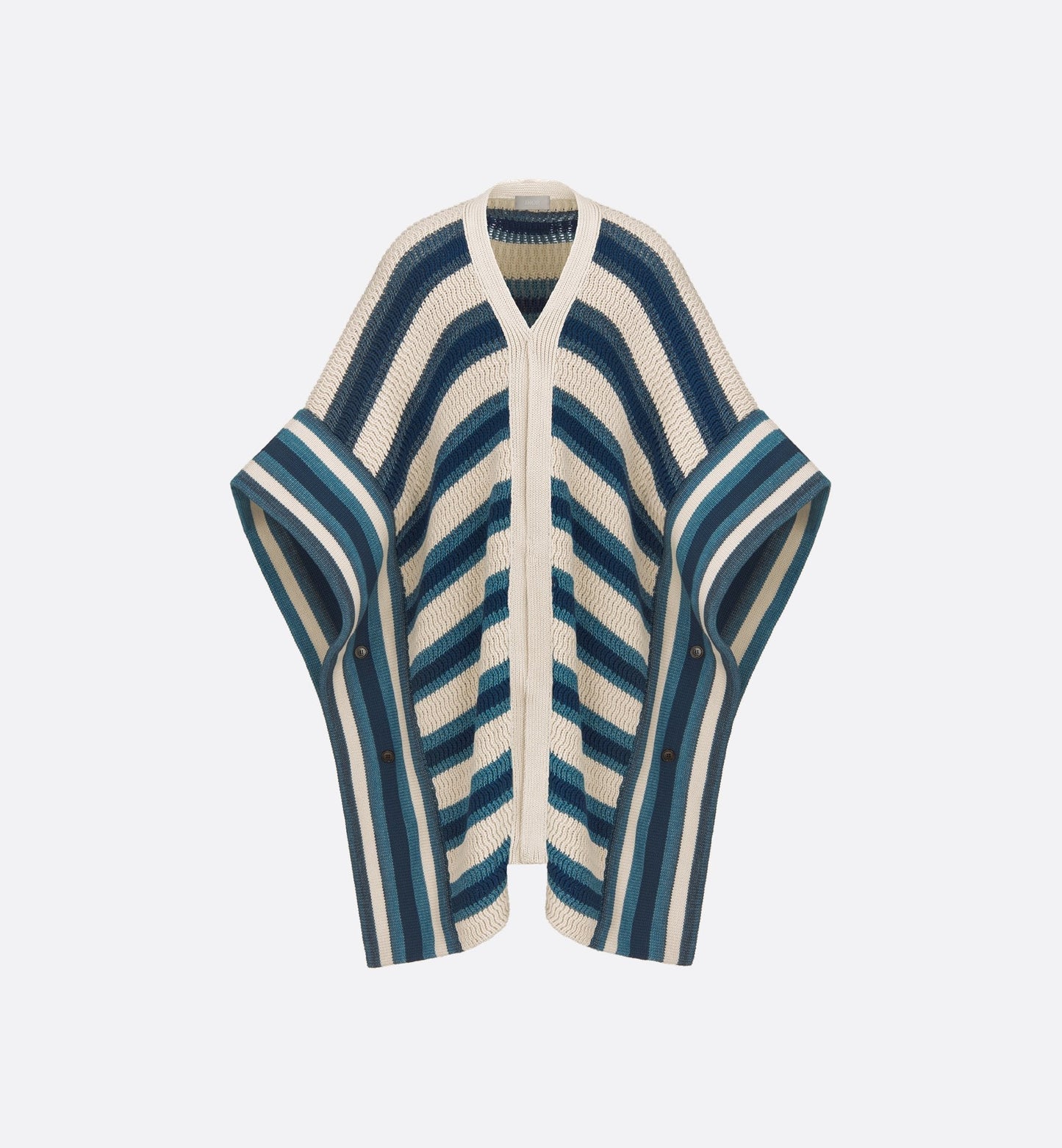 Luxury Dior And Parley Poncho Blue And Beige Striped Parley Ocean Plastic® Cotton-Blend Knit