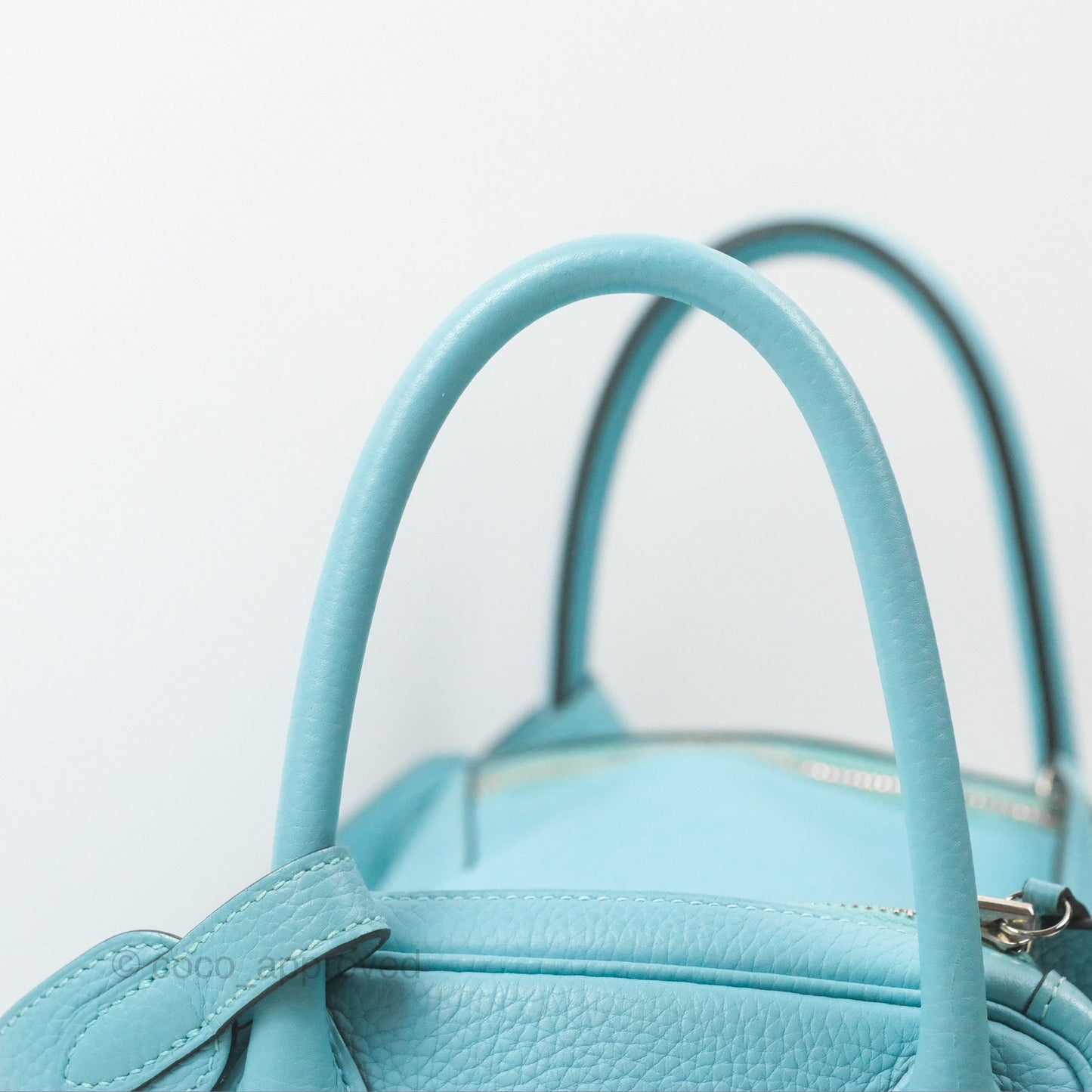 Hermès Lindy 30 Bleu Atoll Clemence Palladium Hardware