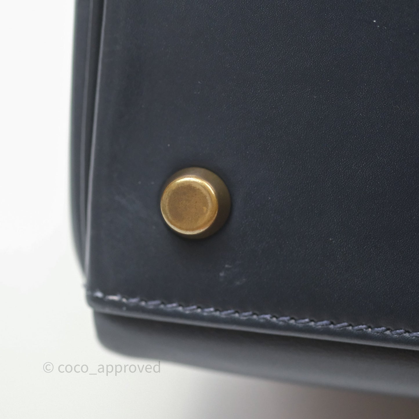Hermès Vintage Kelly 28 Retourn Navy Box Leather Gold Hardware