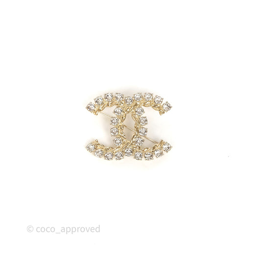 Chanel Crystal CC Brooch Gold Tone 21C