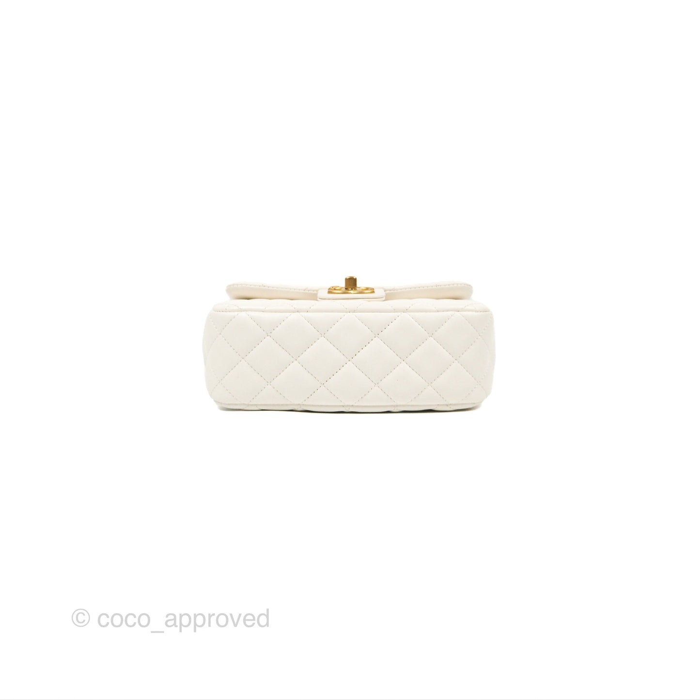 Chanel Mini Flap Bag with Coco Heart Chain White Lambskin Aged Gold Hardware