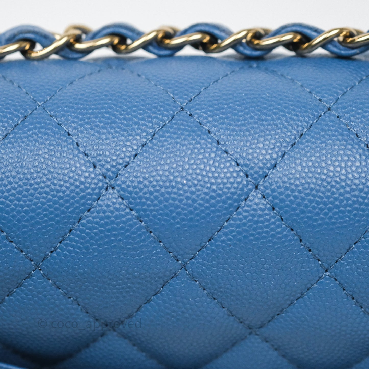 Chanel Small Classic Quilted Flap Blue Caviar Gold Hardware