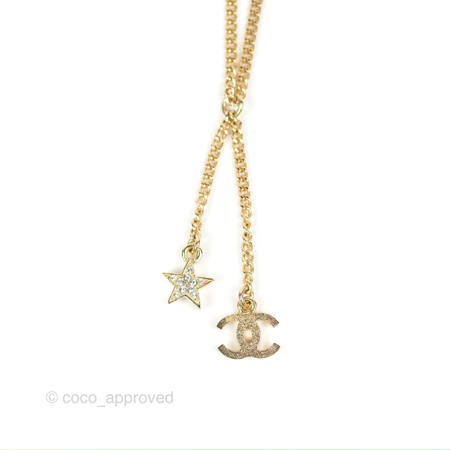 Chanel CC Star Pendant Necklace Gold Tone 23A