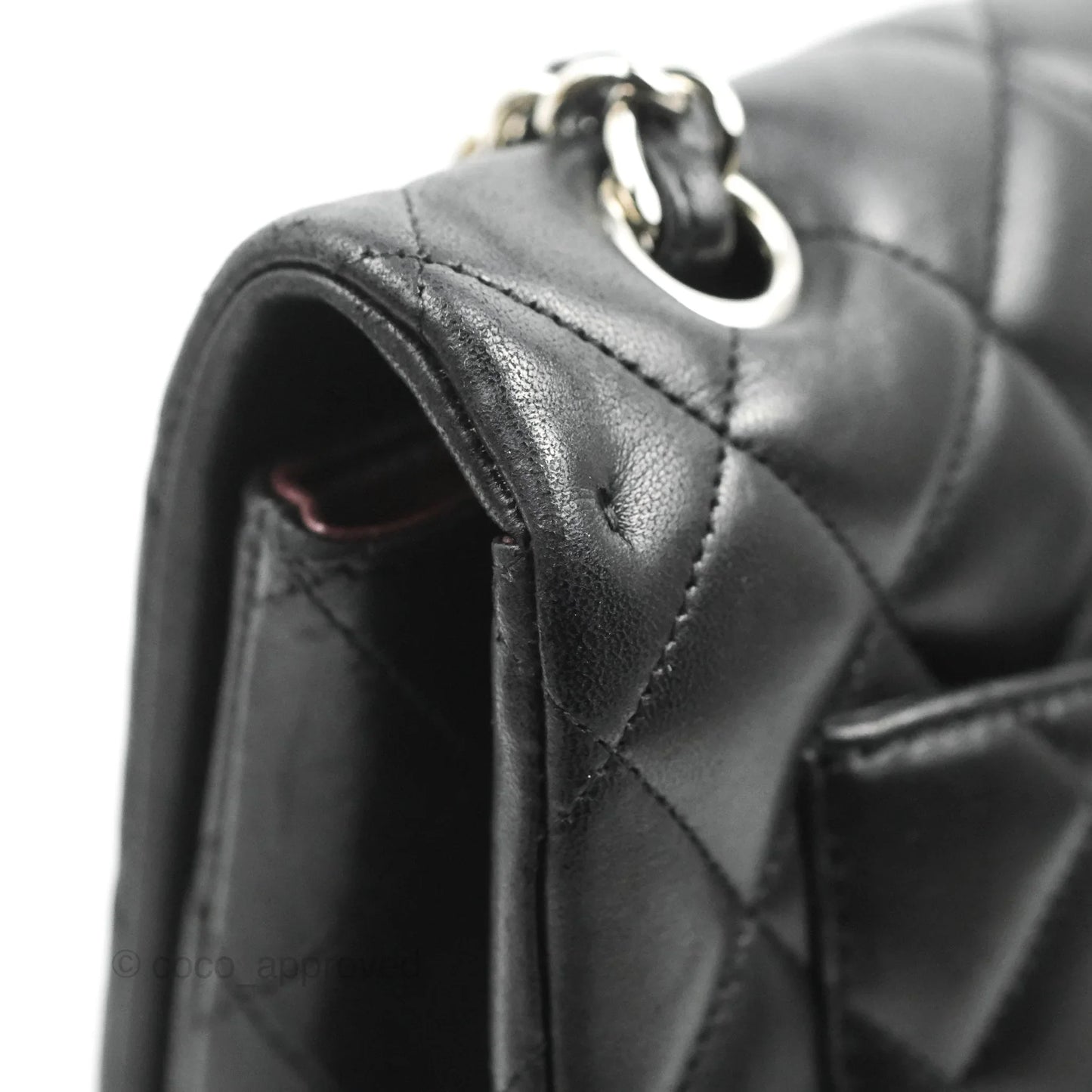 Chanel Single Flap Maxi Lambskin Black Silver Hardware
