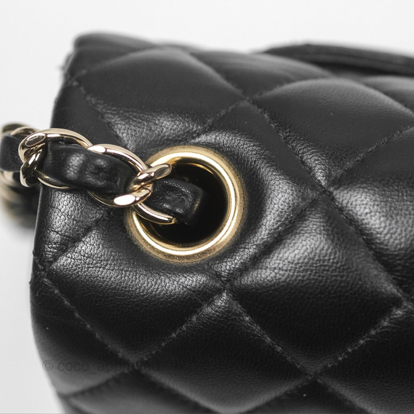 Chanel Quilted Mini Rectangular Flap Black Lambskin Gold Hardware