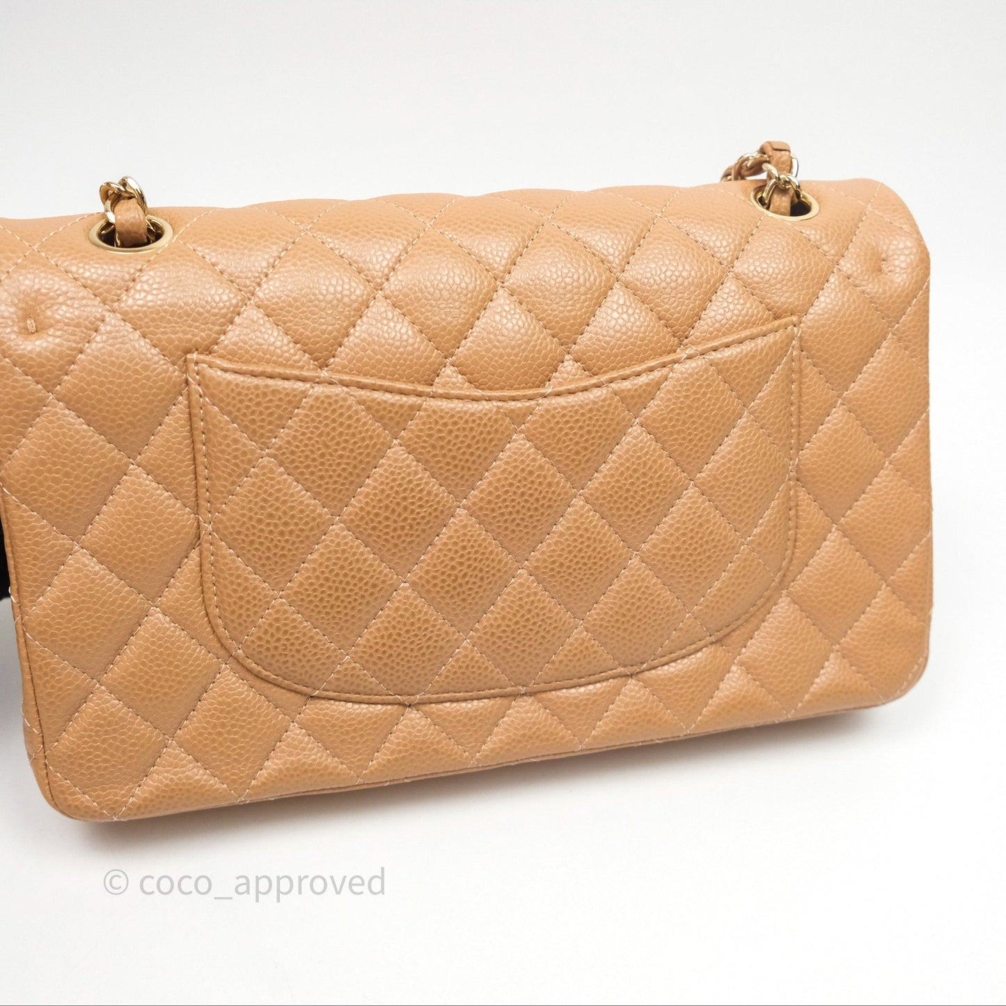 Chanel Classic M/L Medium Flap Quilted Beige Caviar Gold Hardware