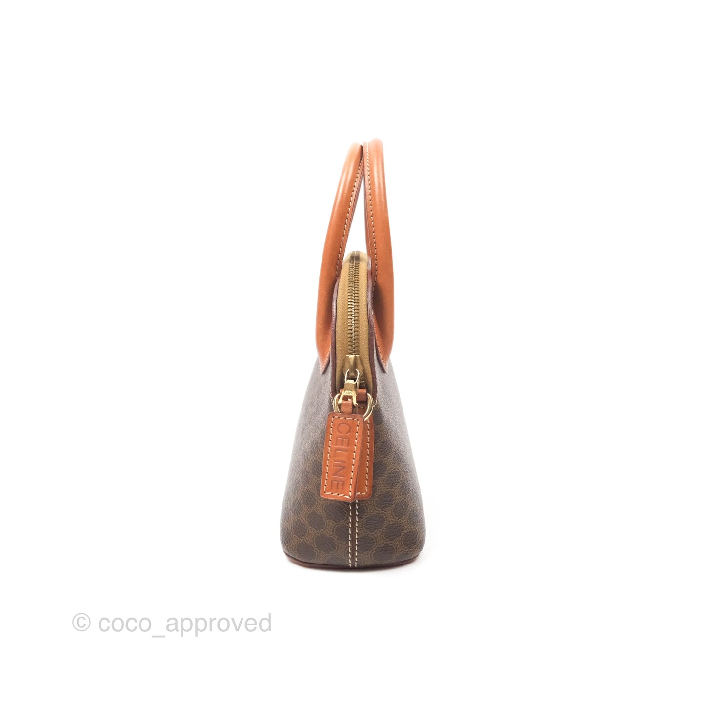 Celine Vintage Macadam Top Handle Bag Tan Brown