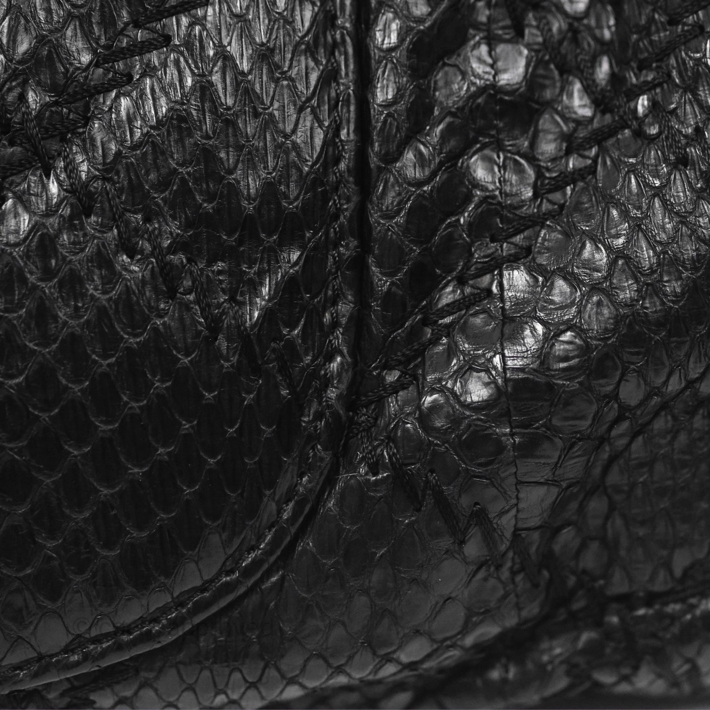Chanel Quilted Ultimate Stitch Flap Bag Matte Python Black Silver Hardware