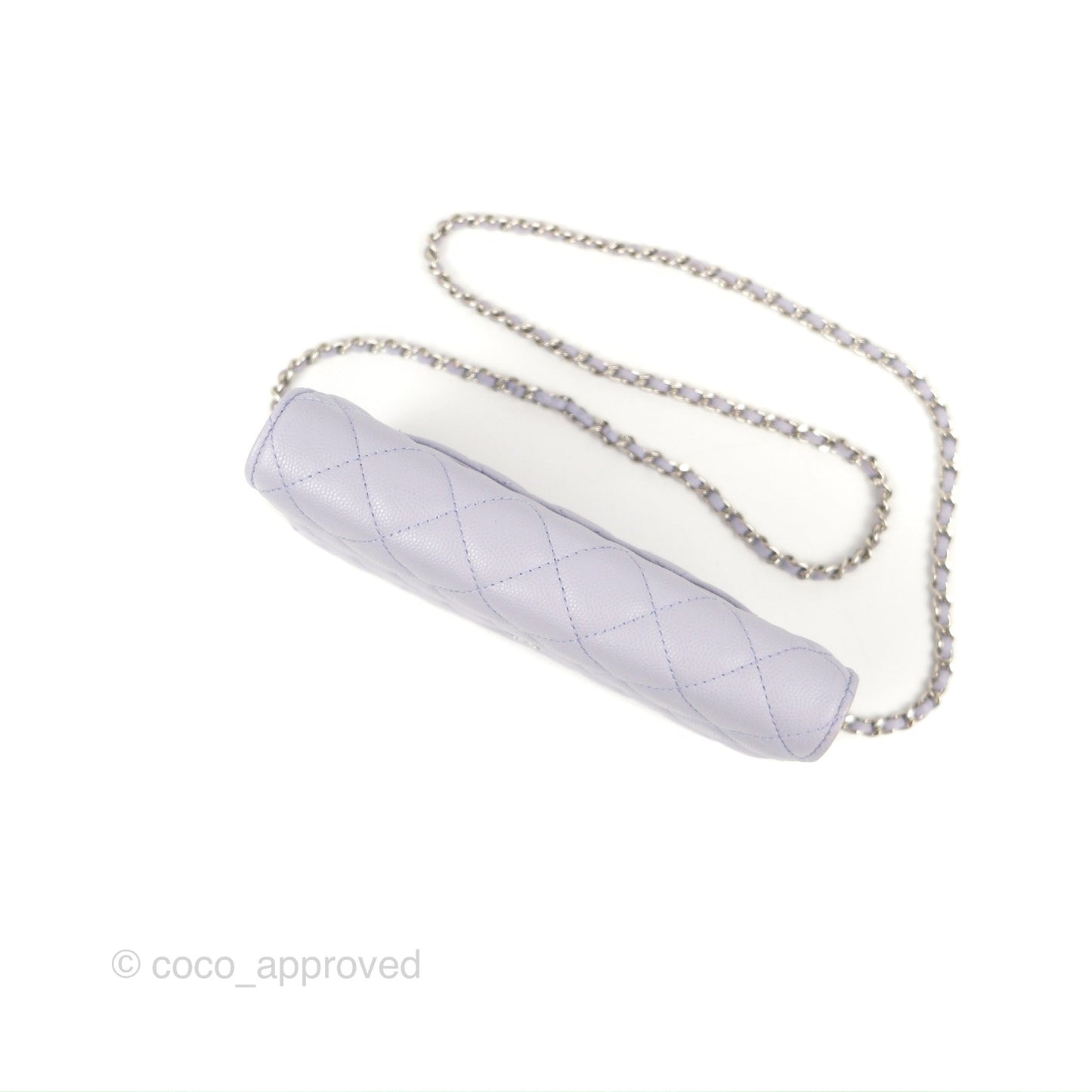 Chanel Quilted Classic Wallet on Chain WOC Lilac Caviar Silver Hardware