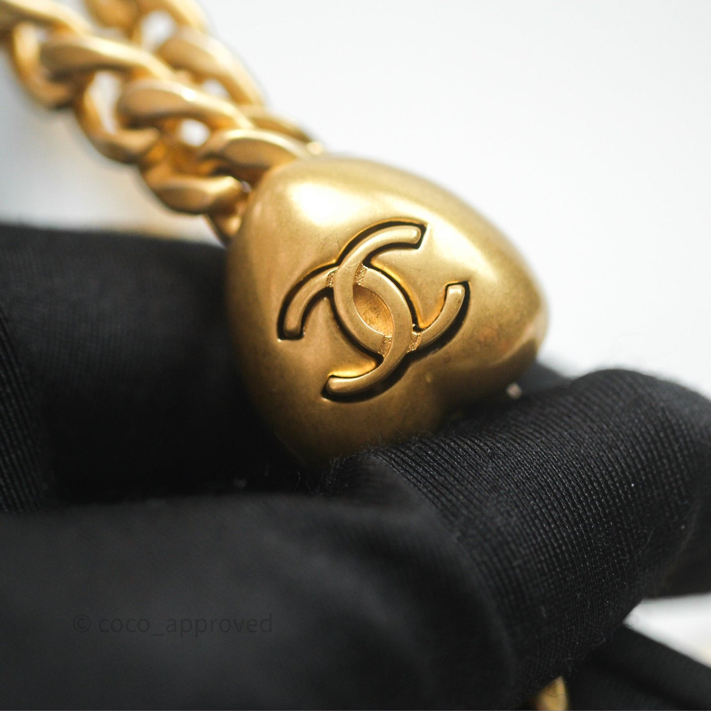 Chanel Heart Crush Vanity With Chain Grey Caviar Aged Gold Hardware