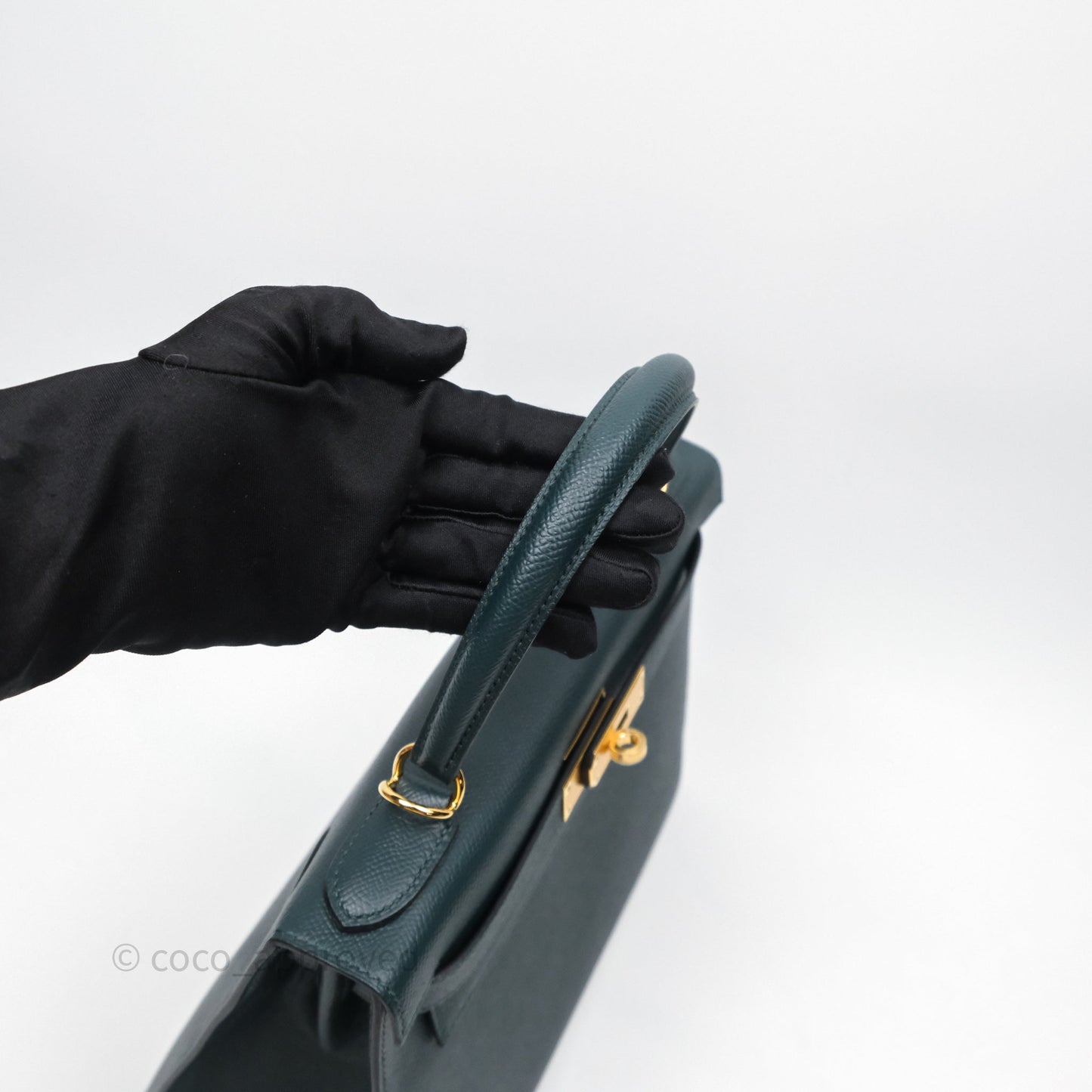 Hermès Kelly 28 Sellier Vert Cypres 6O Epsom Gold Hardware