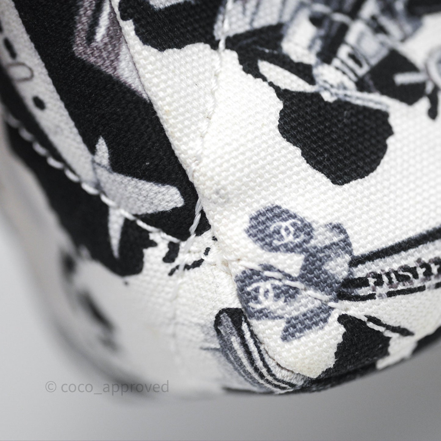 Chanel Quilted Airplane Printed Shoulder Flap Bag Canvas White