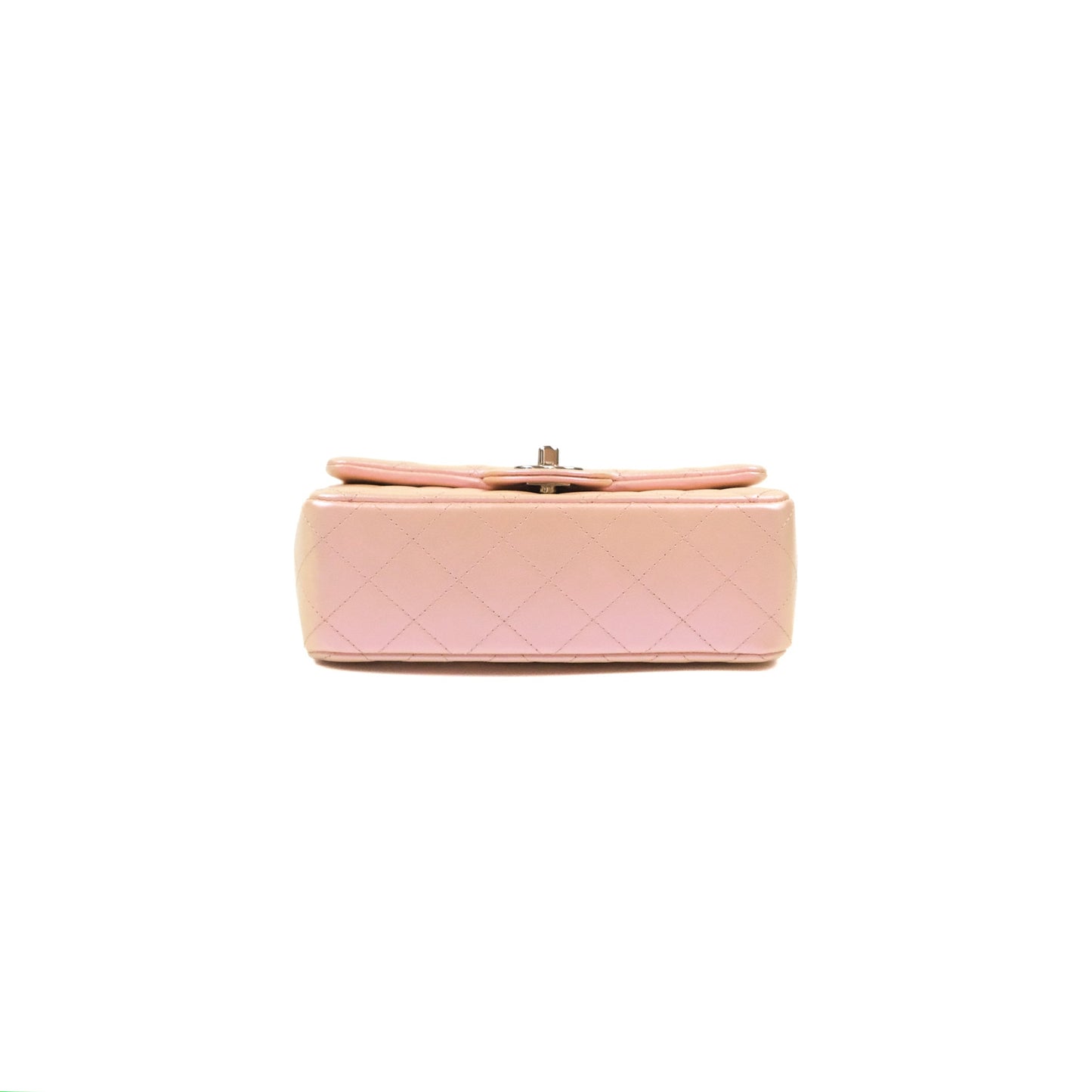 Chanel Quilted Mini Rectangular Iridescent Pink Calfskin Silver Hardware