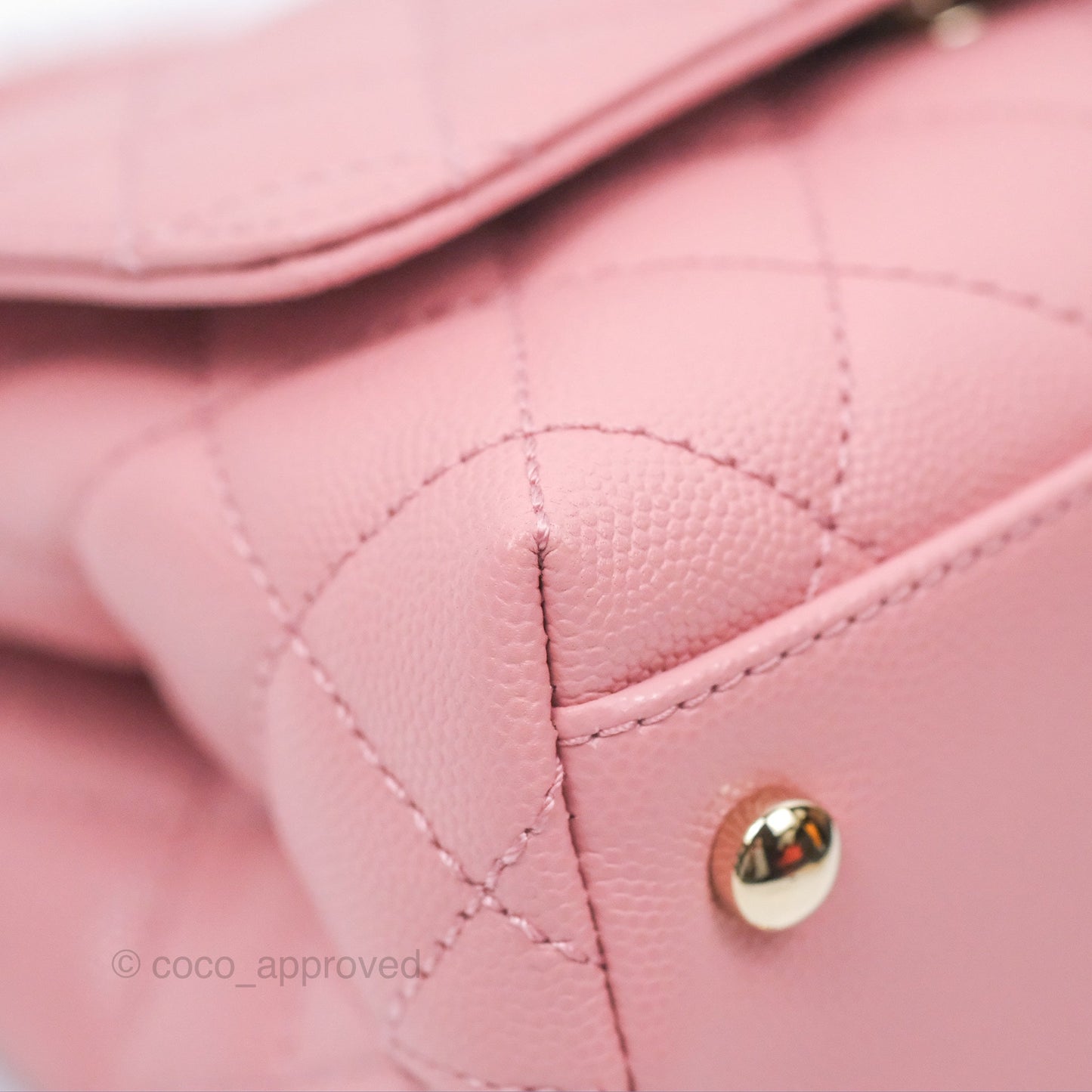 Chanel Mini Coco Handle Quilted Pink Caviar Gold Hardware
