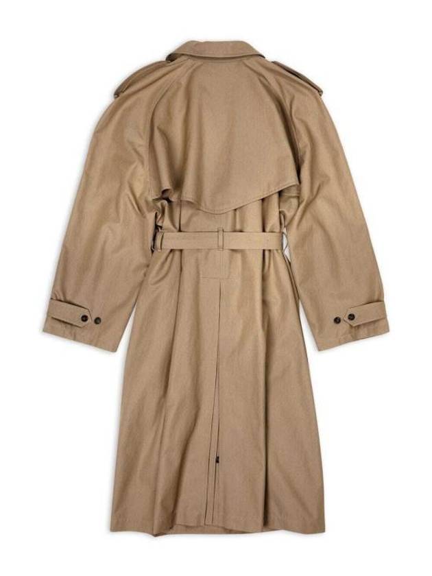 Luxury Balenciaga Women's Oversized Shoulder Tab Trench Coat Beige