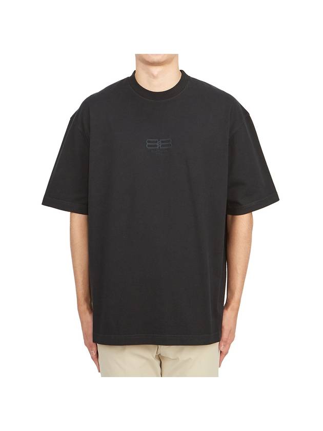 Luxury Balenciaga Embroidered BB Logo Short Sleeve T-Shirt Black