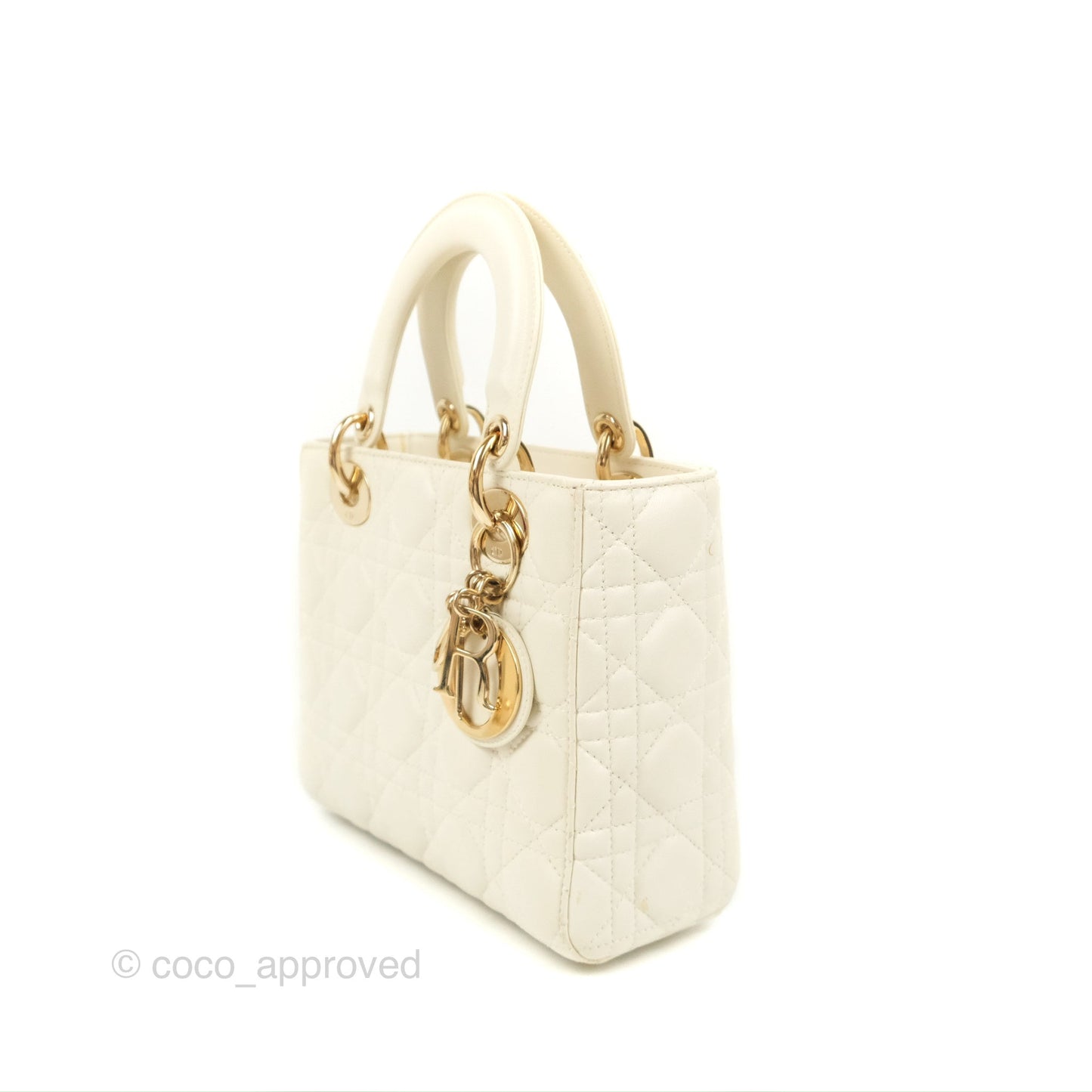 Christian Dior My ABCDior Lady Dior Bag Cannage Lambskin White Gold Hardware