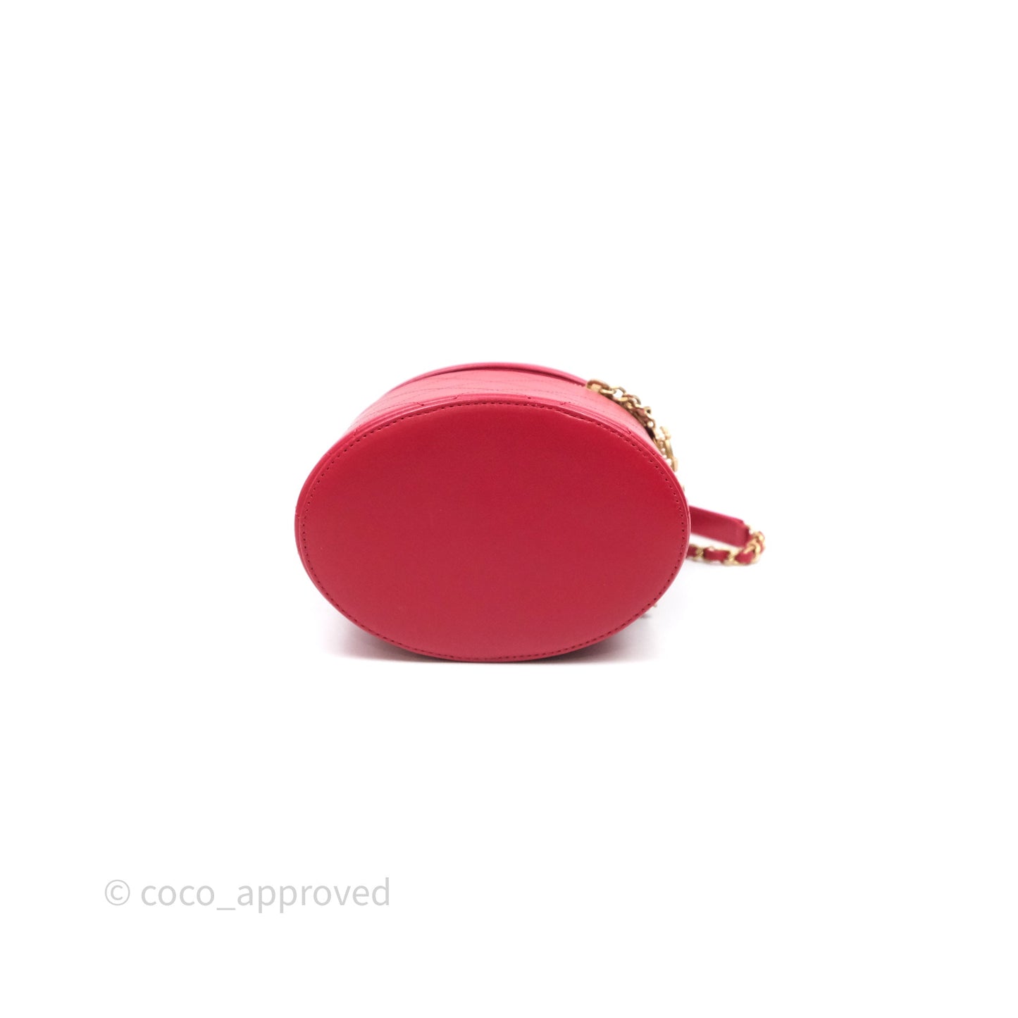 Chanel CC Vanity Case Red Calfskin Aged Gold Hardware