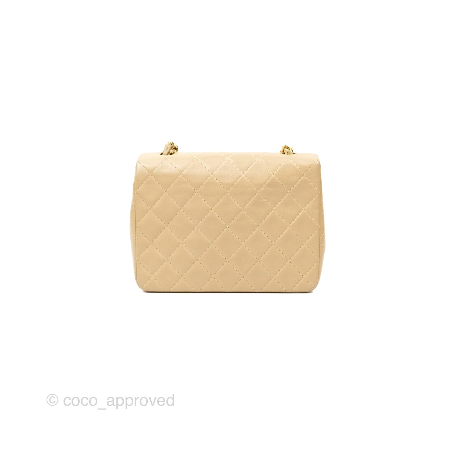 Chanel Vintage Square Flap Bag Beige Lambskin 24K Gold Hardware