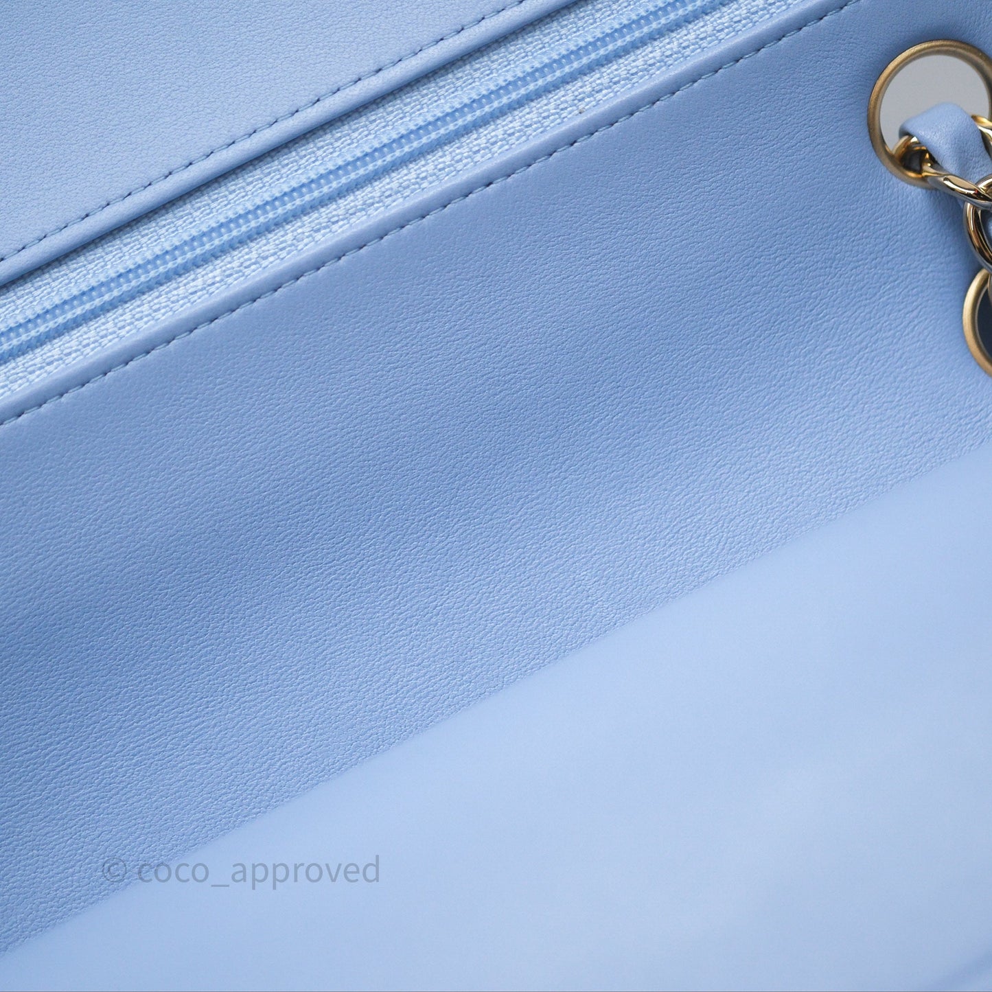 Chanel Classic M/L Medium Flap Quilted Sky Blue Lambskin Gold Hardware