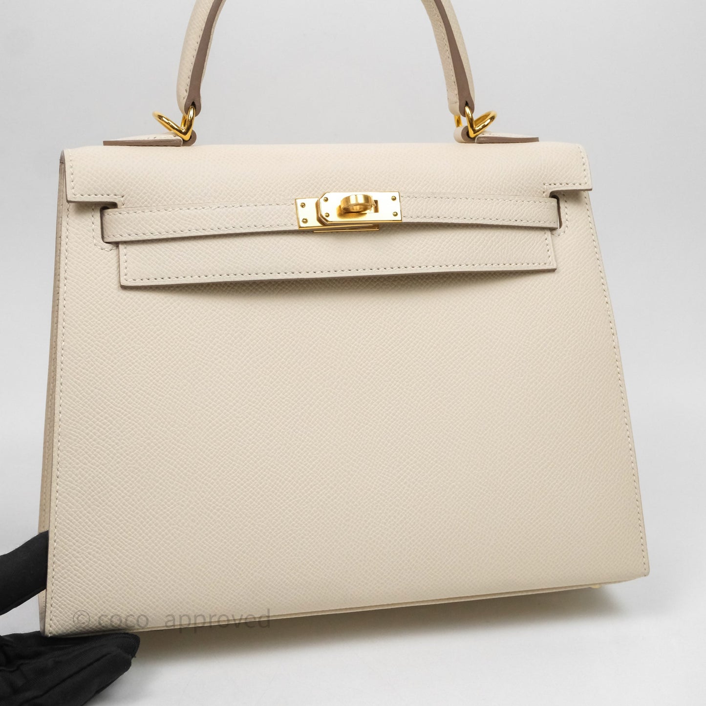 Hermes Kelly 25 Craie Epsom Gold Hardware