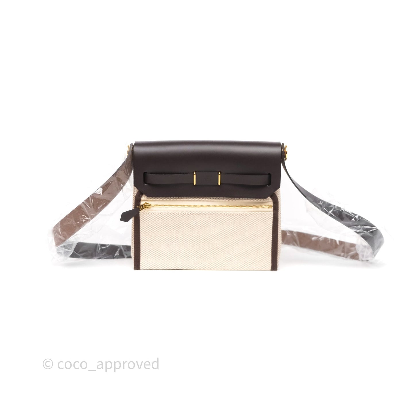 Hermès Herbag Zip 20 Mini Ecru Beige 14/ Ebene 46 Canvas Gold Hardware