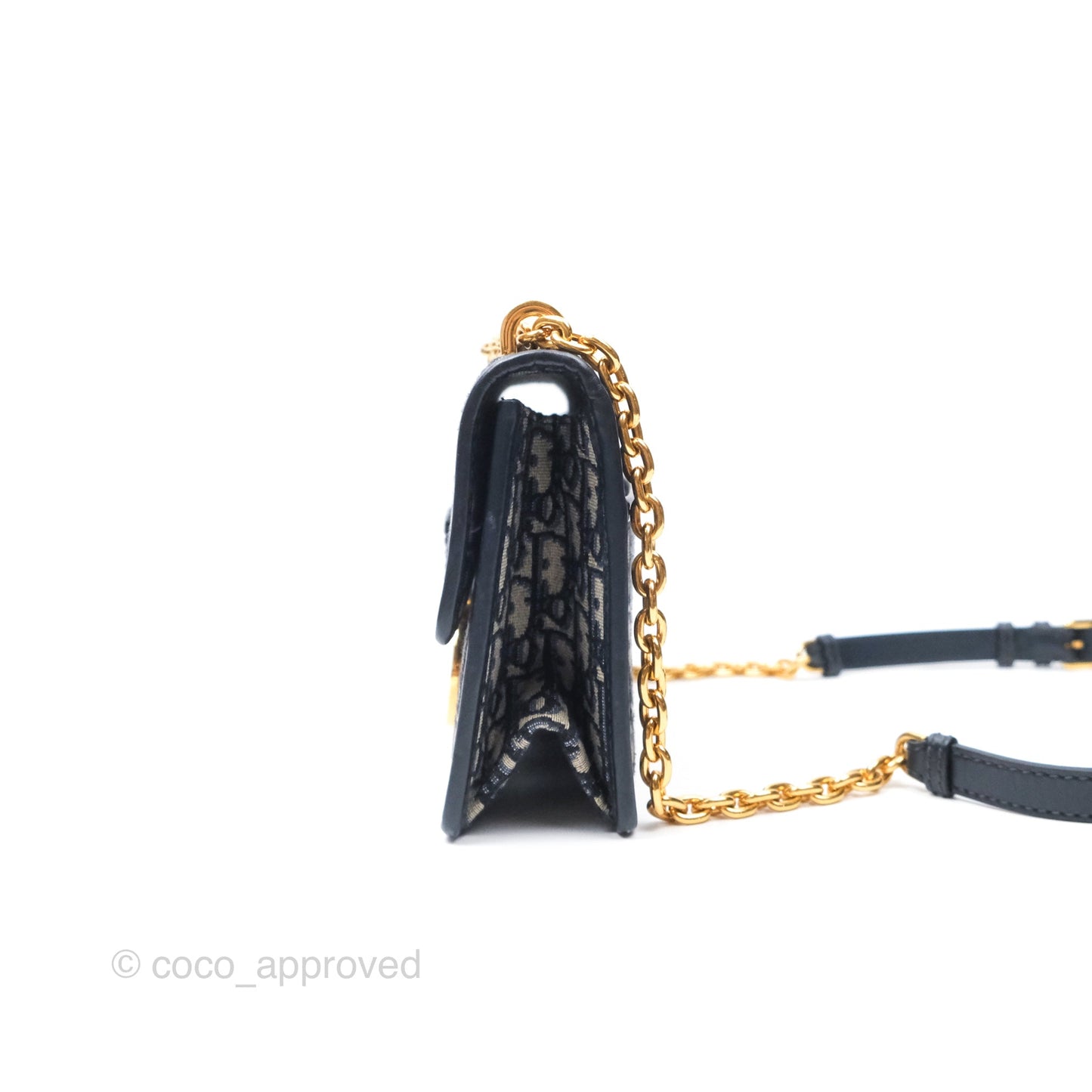Christian Dior 30 Montaigne with Chain Blue Dior Oblique Jacquard