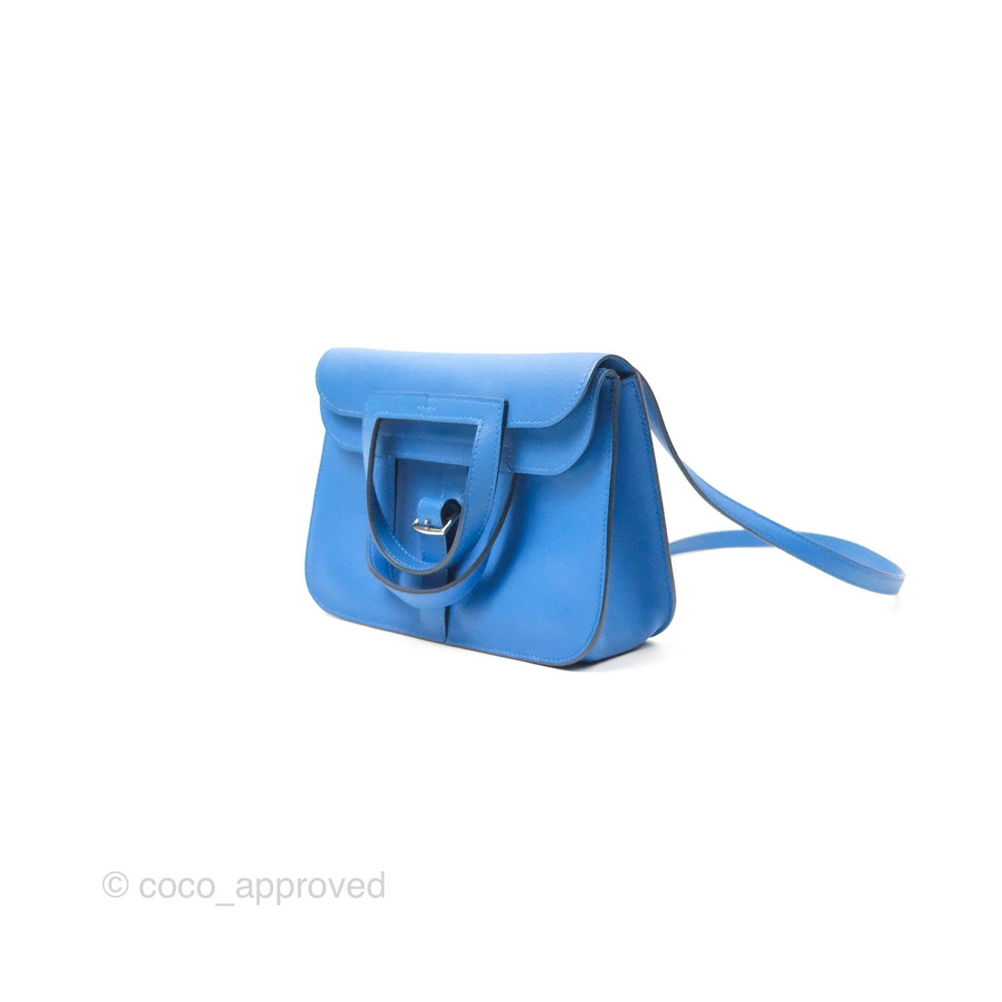 Hermès Halzan 22 Mini Bleu Zellige Swift Palladium Hardware