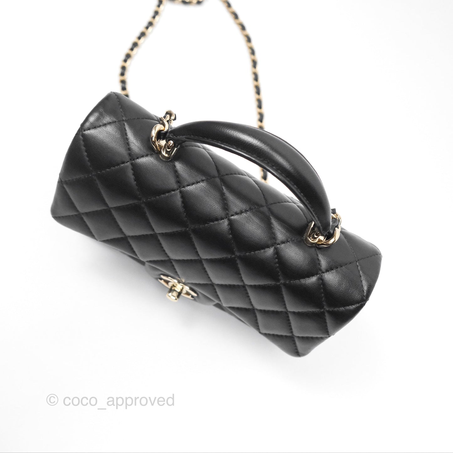 Chanel Top Handle Mini Rectangular Flap Bag Black Lambskin Gold Hardware