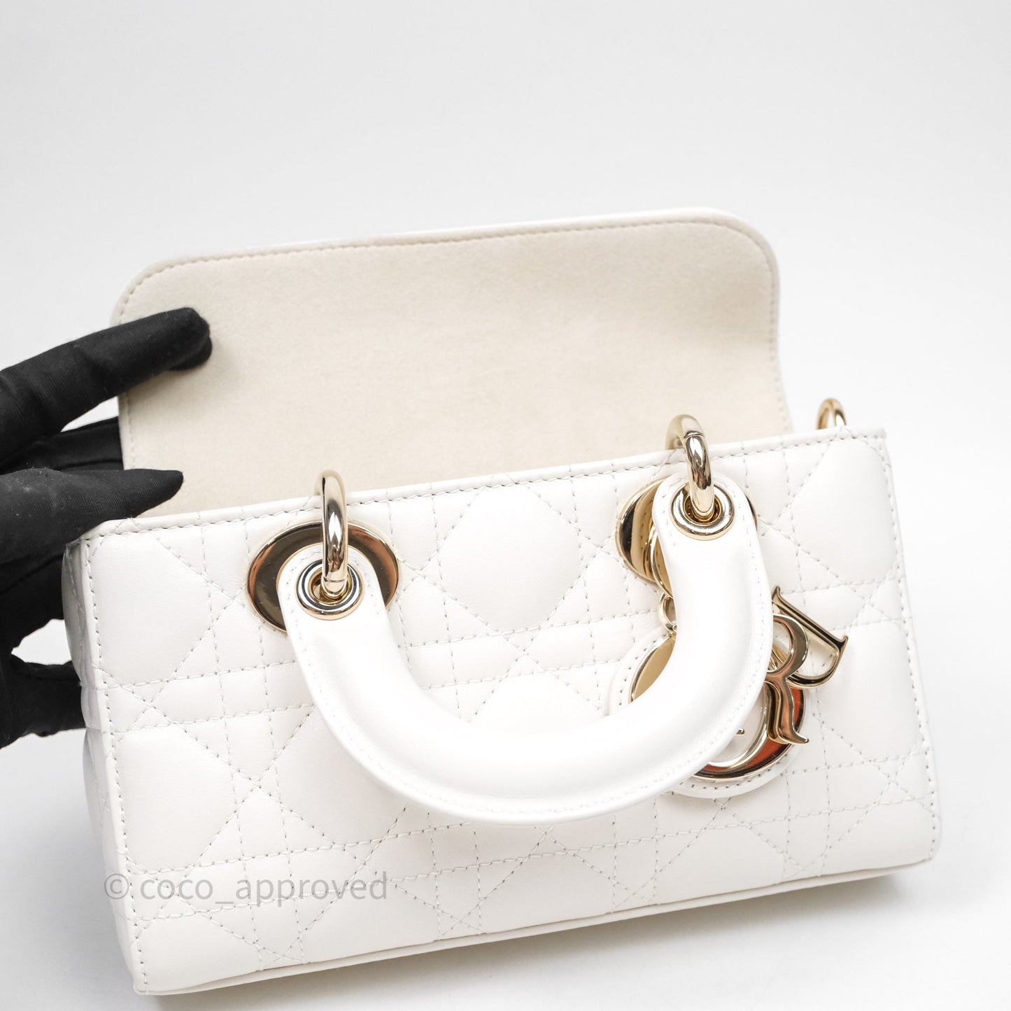 Christian Dior Mini Lady D-Joy White Light Gold Hardware