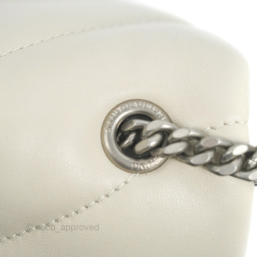 Saint Laurent Puffer Toy Bag Blanc Vintage Lambskin Silver Hardware