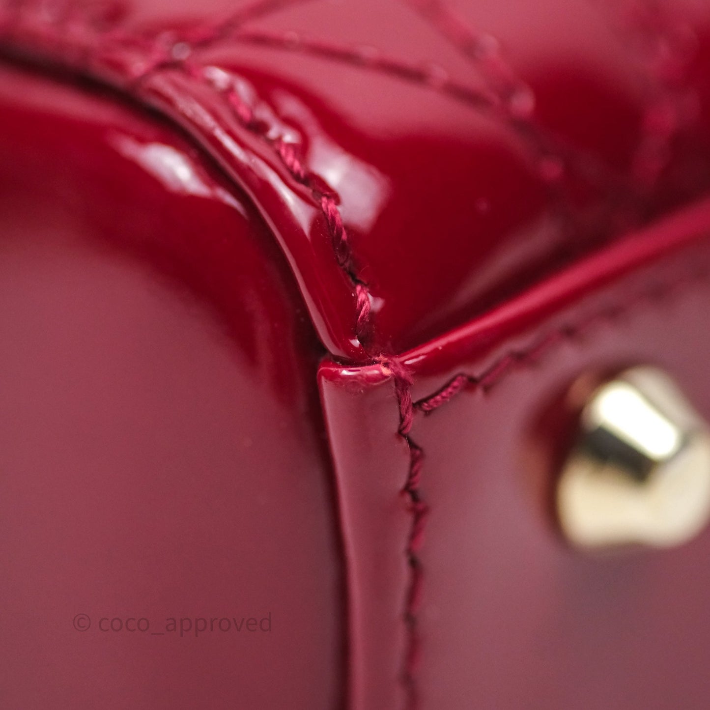 Christian Dior Mini Lady Dior Red Patent Cannage Gold Hardware