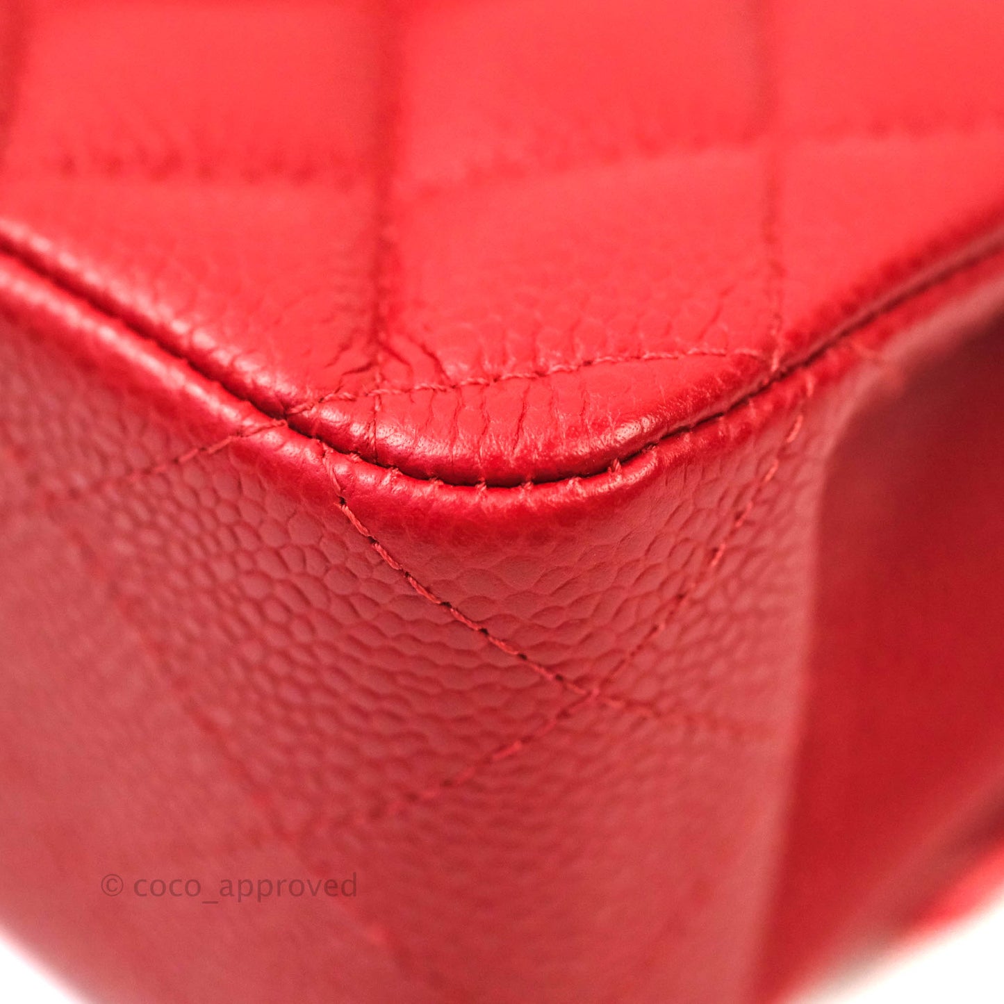 Chanel Classic M/L Medium Double Flap Red Caviar Silver Hardware