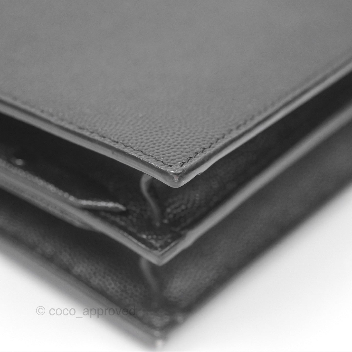 Saint Laurent Cassandra in Grain De Poudre Embossed Leather Black