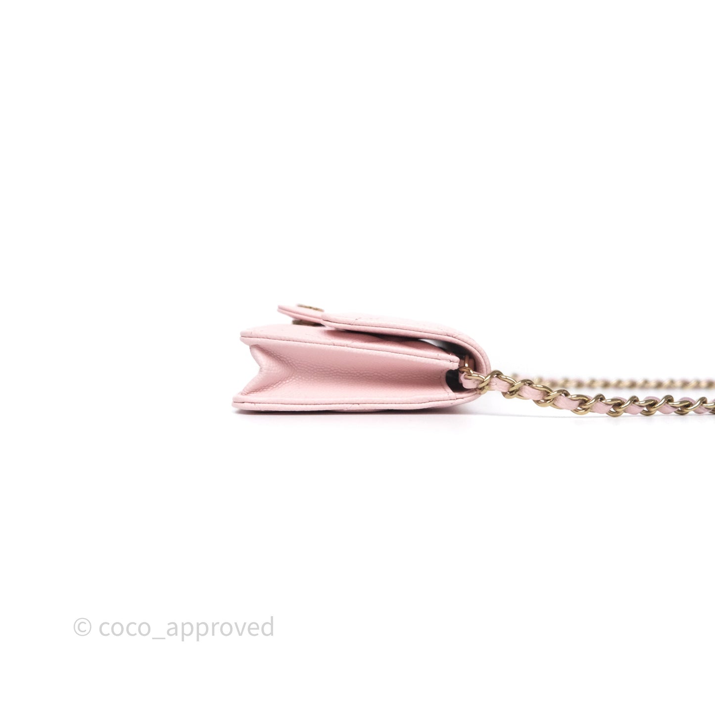 Chanel Mini Wallet With Chain Light Pink Caviar Gold Hardware