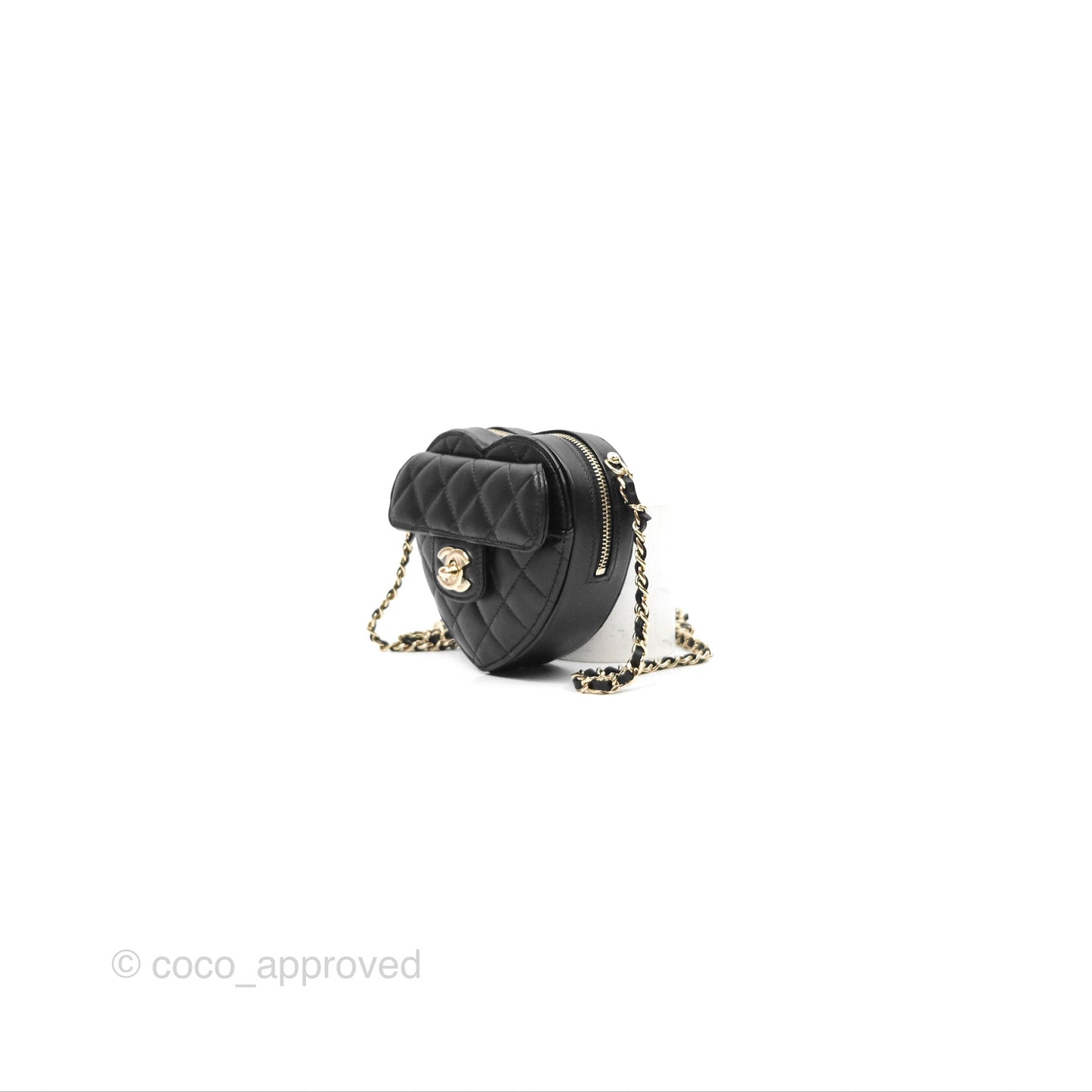 Chanel Small Heart Bag Black Lambskin Gold Hardware 22S