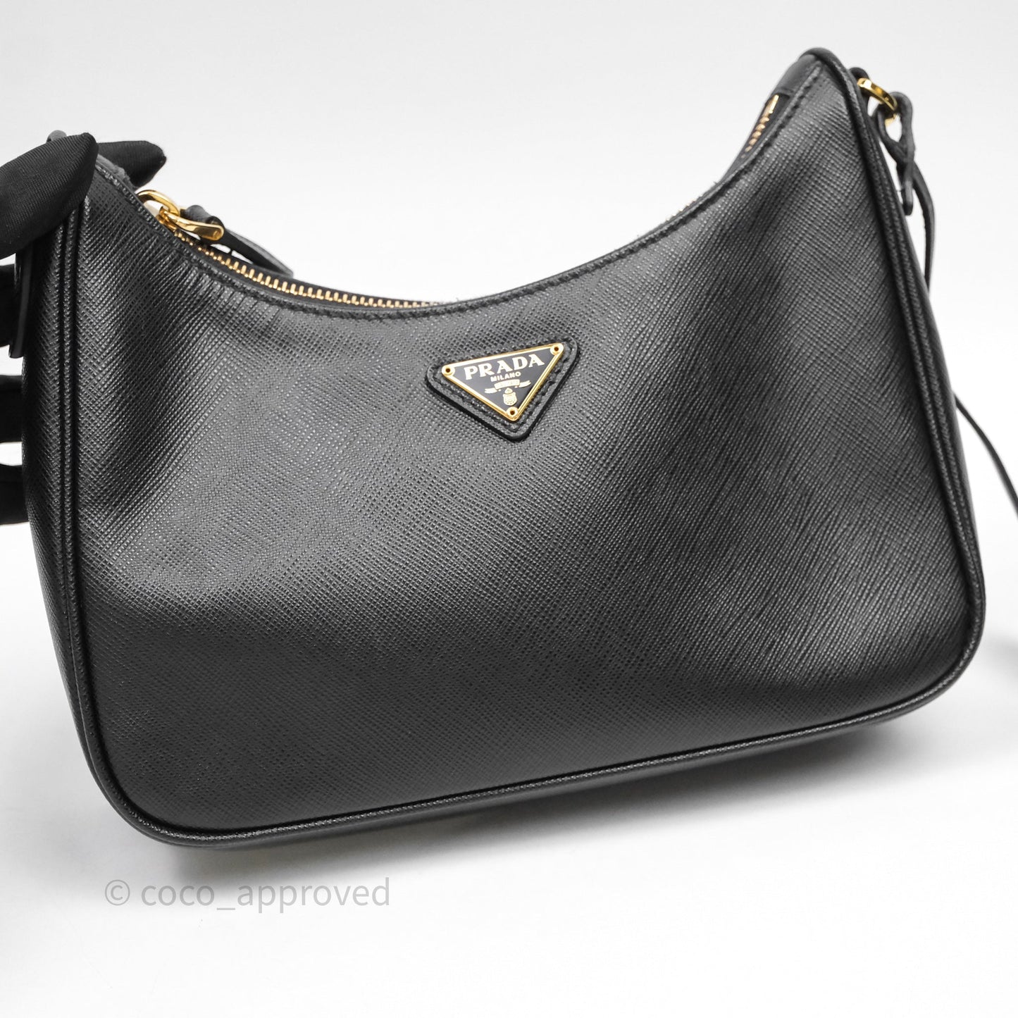 Prada Re-Edition 2005 Black Saffiano Leather Bag Gold Hardware