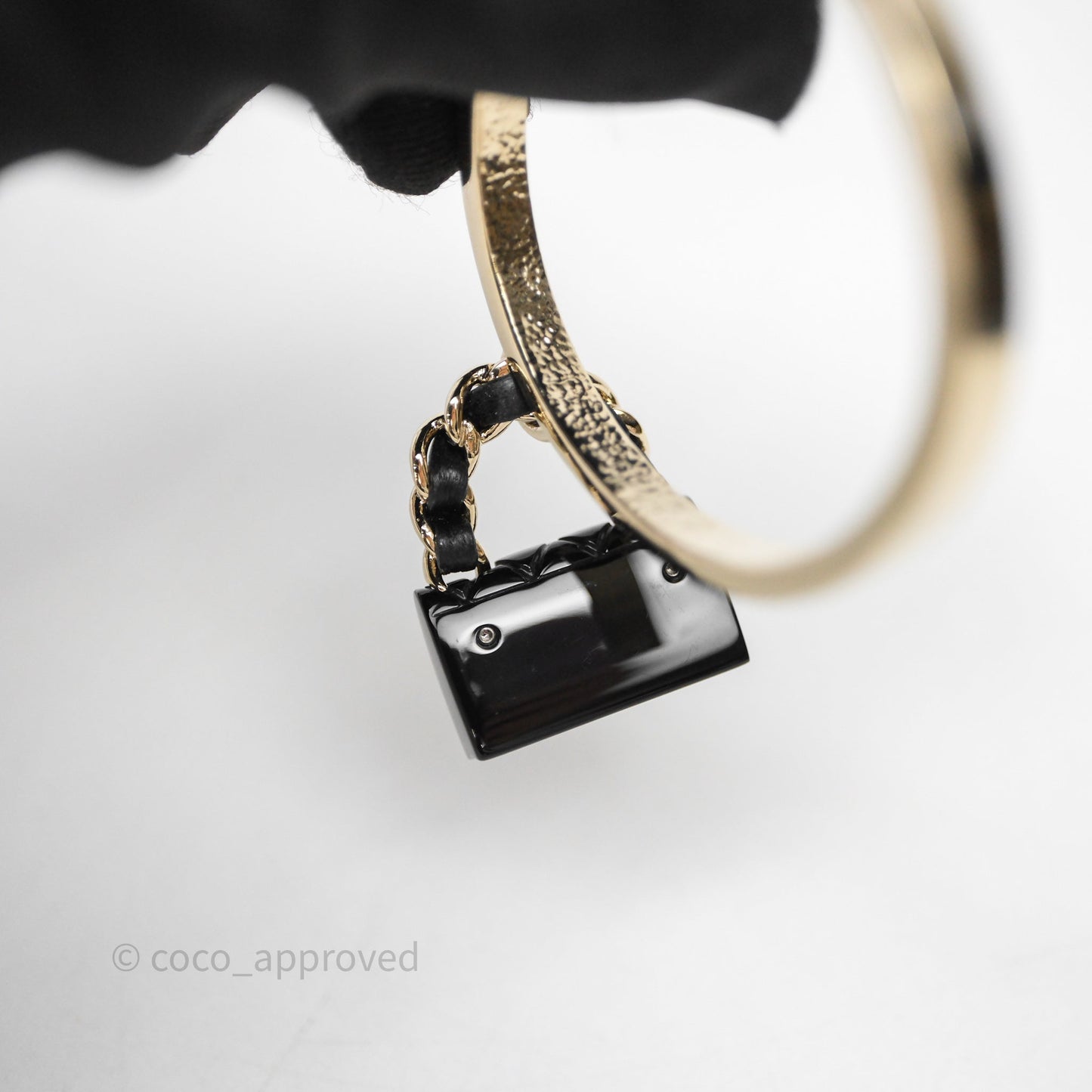 Chanel Turnlock Black Flap Bag Dangle Hoop Earrings