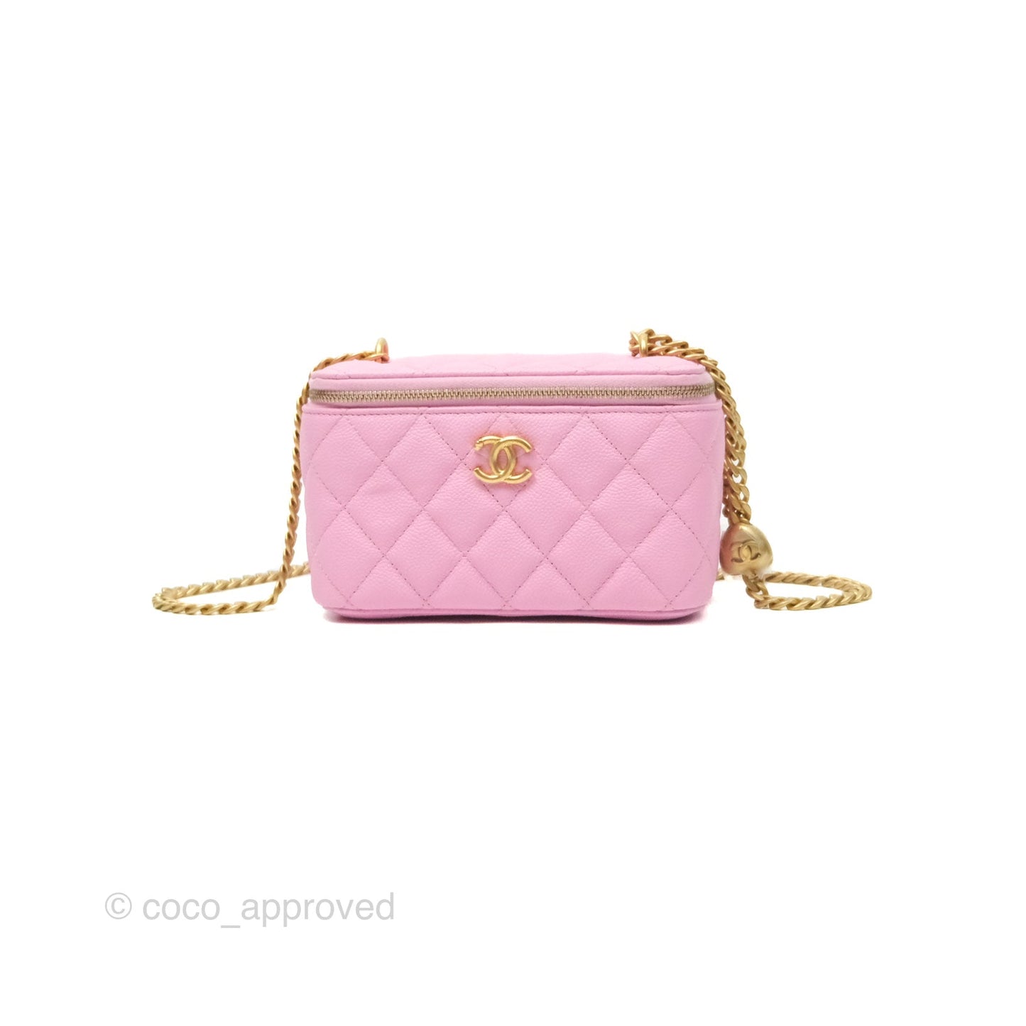 Chanel Vanity Heart Crush Adjustable Chain Pink Caviar Aged Gold Hardware