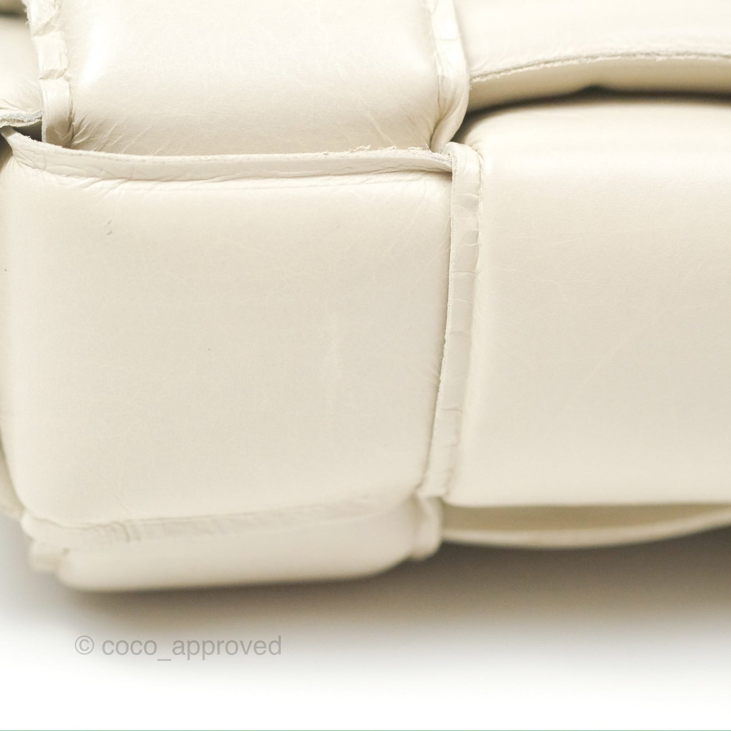 Bottega Veneta Padded Cassette Shoulder Bag Intrecciato Chalk Paper Calfskin