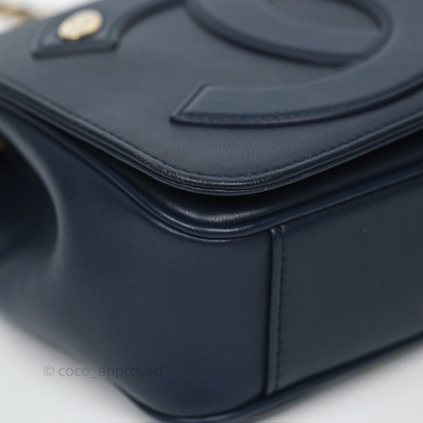 Chanel CC Mania Flap Bag Navy Lambskin Gold Hardware